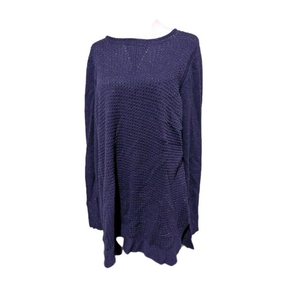 Simply Vera Vera Wang Womens Purple Metallic Rib Knit Pullover Sweater Size XL - Picture 1 of 15